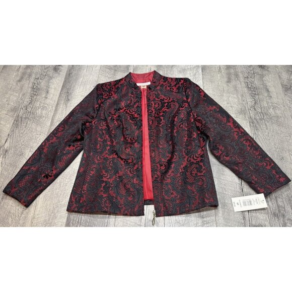 Allison Daley Blazer Suit Jacket Womens 6P Petite Red Romance Zip Up Pockets NEW - Picture 1 of 10